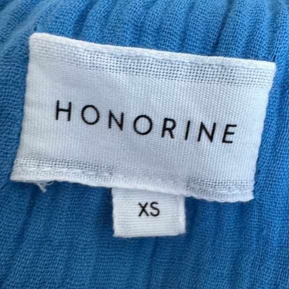 HONORINE Pamela Dress in French Blue | Short Puff Sleeve Gauze Midi | XS - Picture 4 of 8